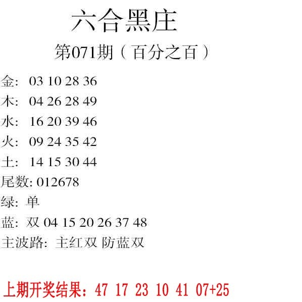 071期六合黑庄[图]