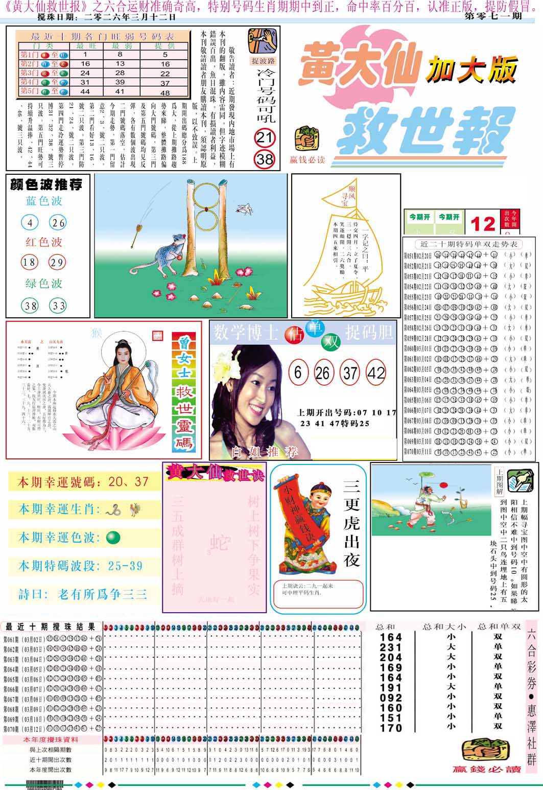 071期黄大仙救世A加大版[图]