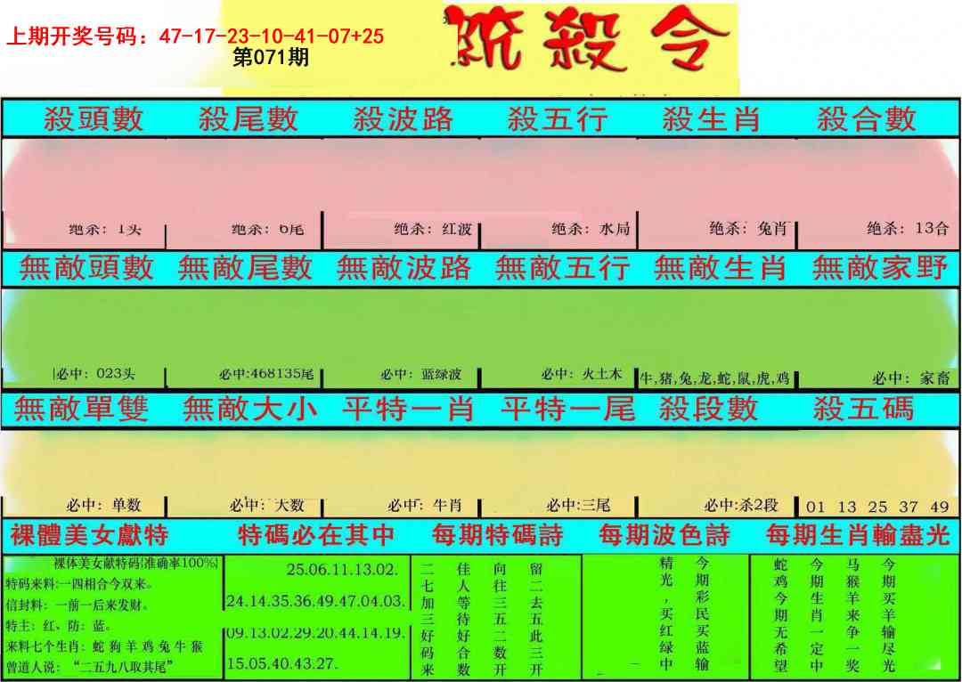 071期统杀令[图]