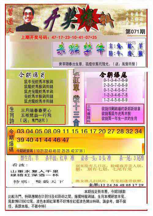 071期开奖爆料(新图推荐)[图]