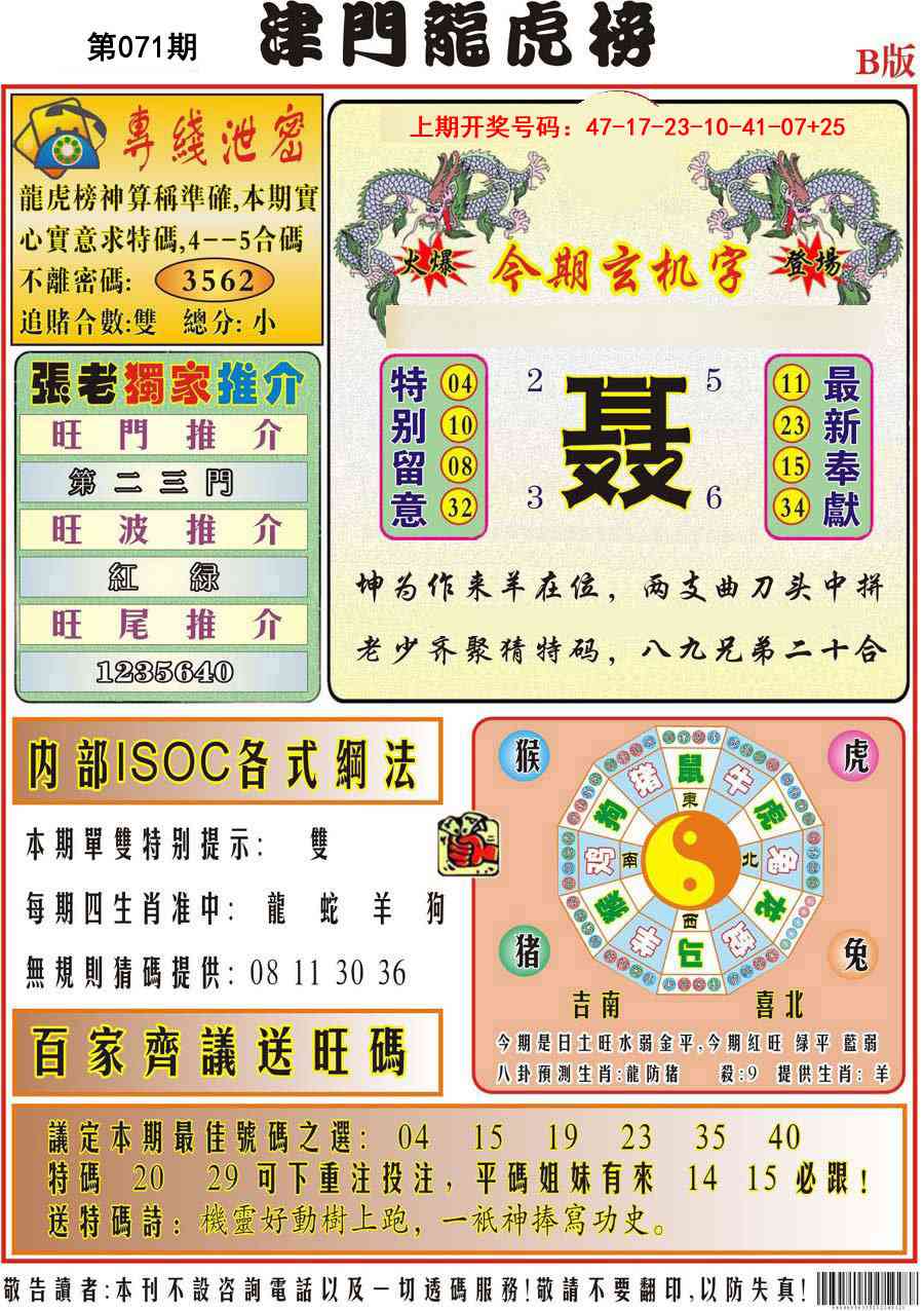 071期津门龙虎榜B[图]