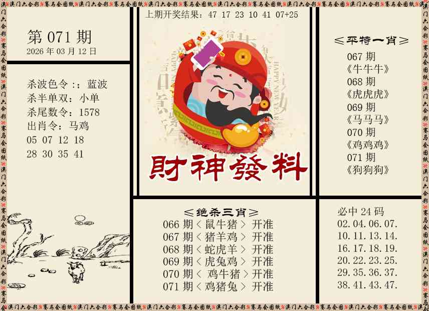 071期财神发料[图]