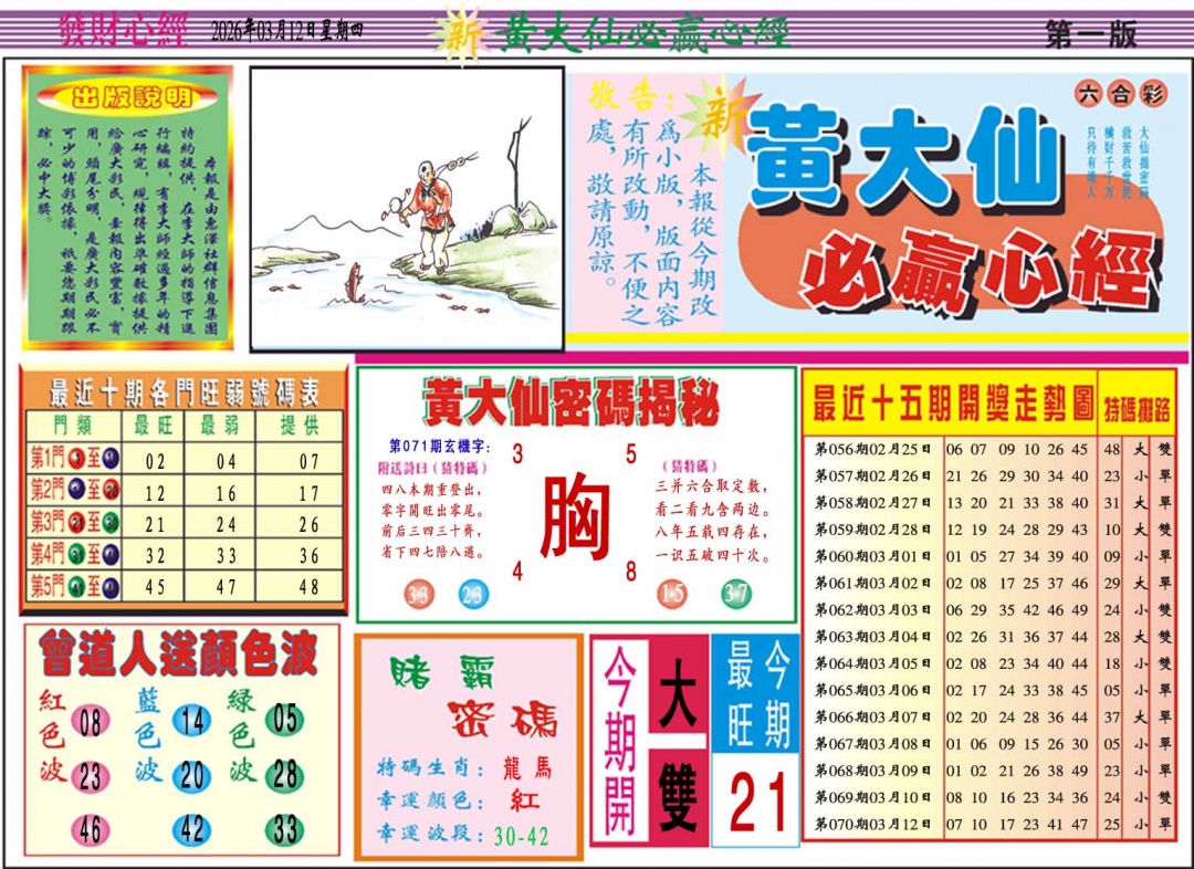 071期黄大仙必赢心经A[图]