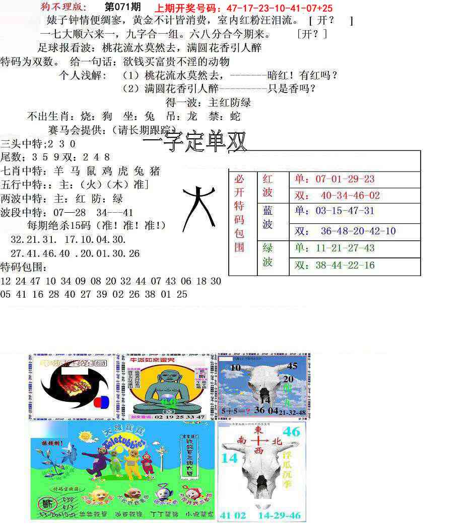 071期狗不理特码报[图]